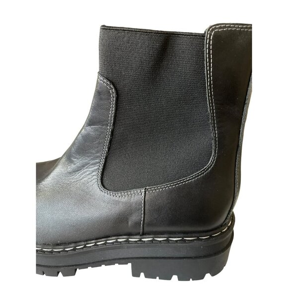 Marc Fisher Patrick Black Leather Chelsea Boots Lug Sole Elastic Sz 6 NEW - Picture 4 of 8